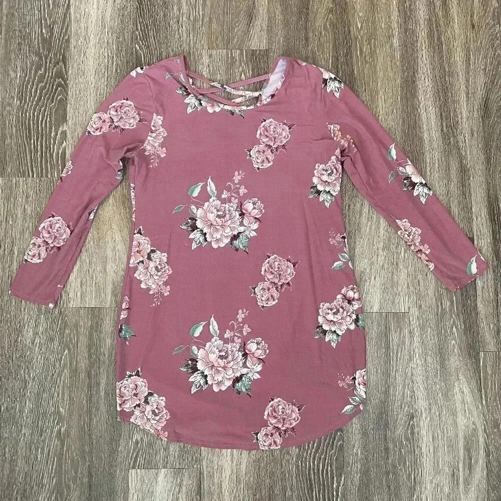 Womens No Boundaries Pink Floral Dress - XXL